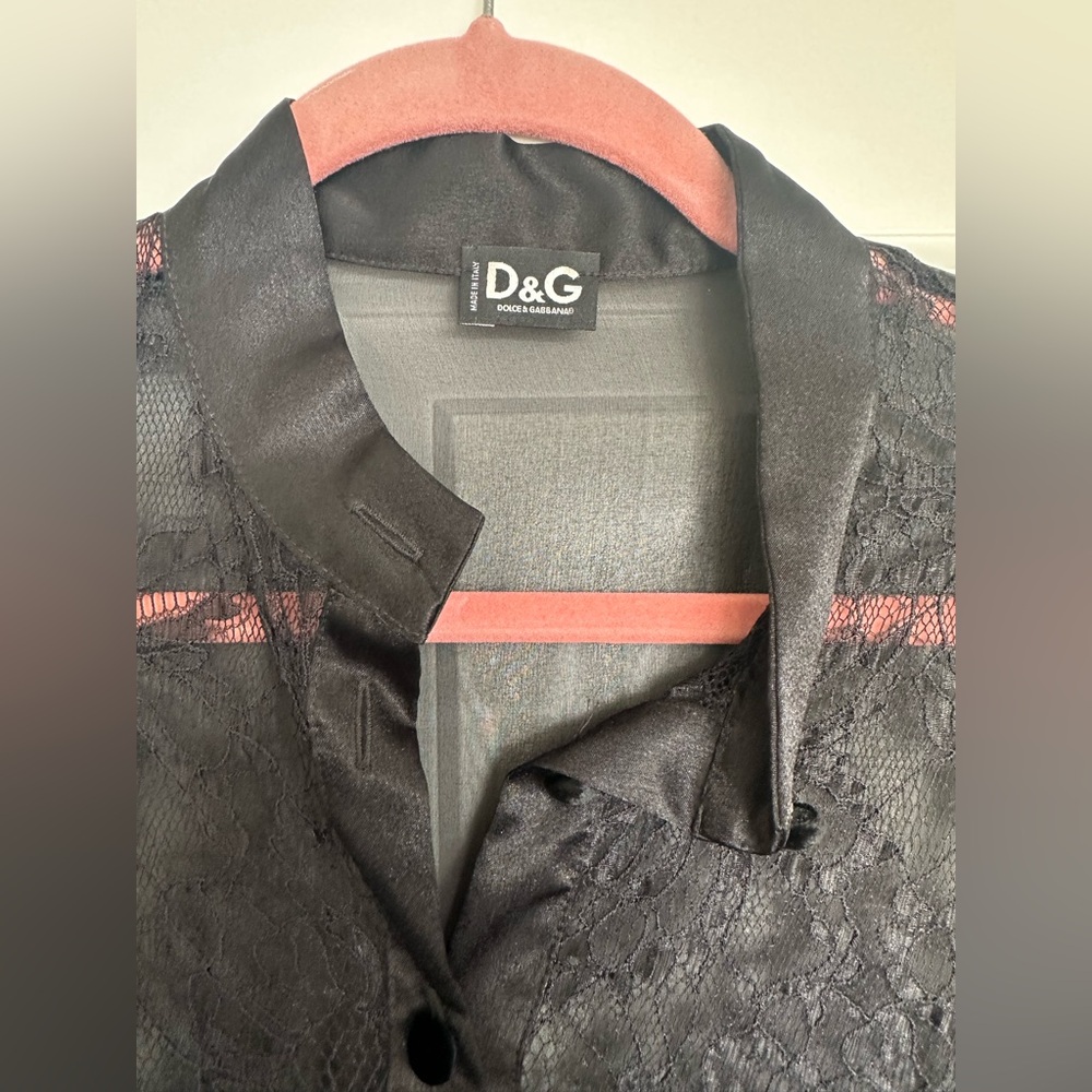 D&G Dolce&Gabbana black lace dress w/ silk camisole slip dress Italian size 42 - Picture 4 of 13